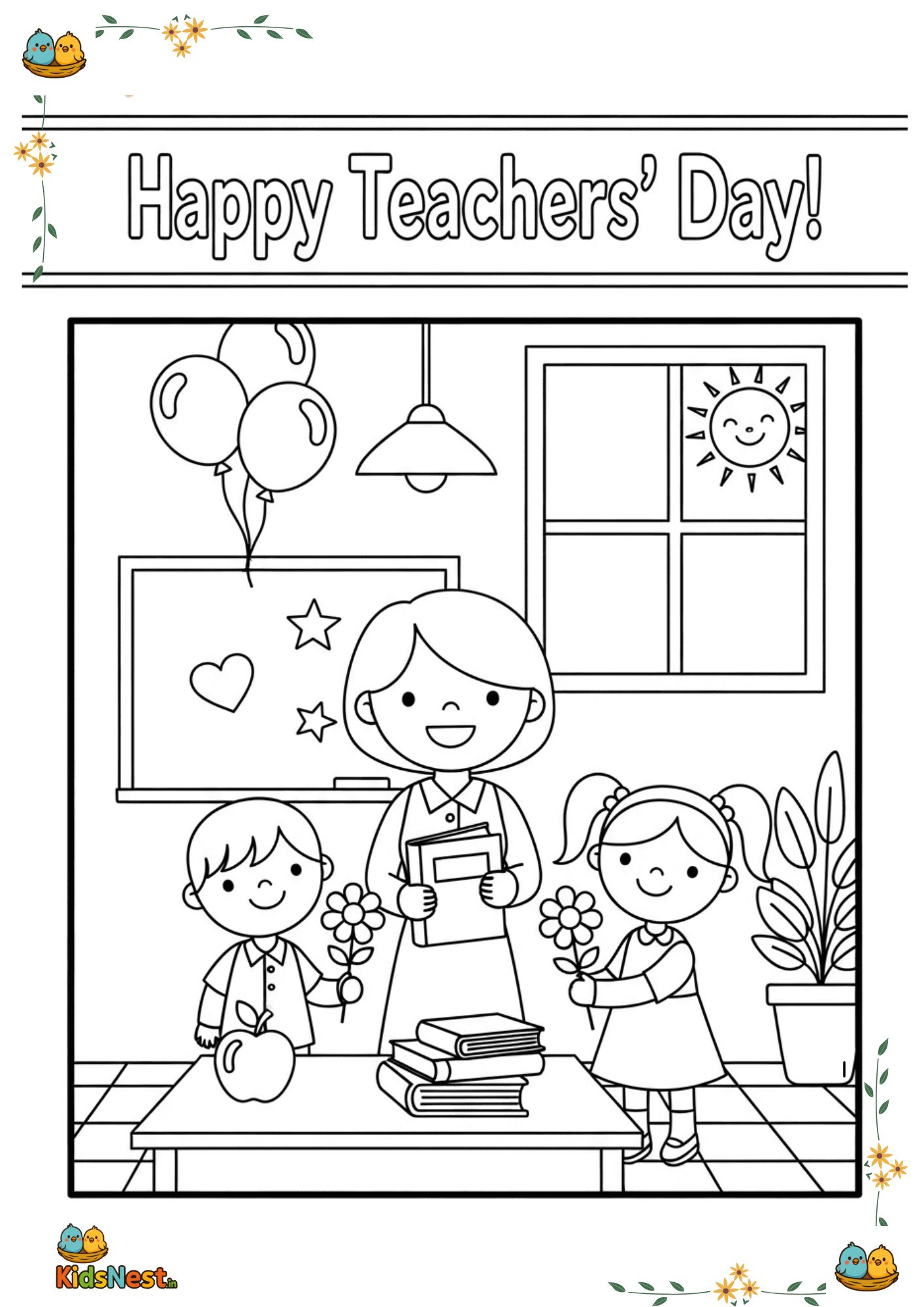 Teachers Day Coloring Pages for Kids | Free Printables