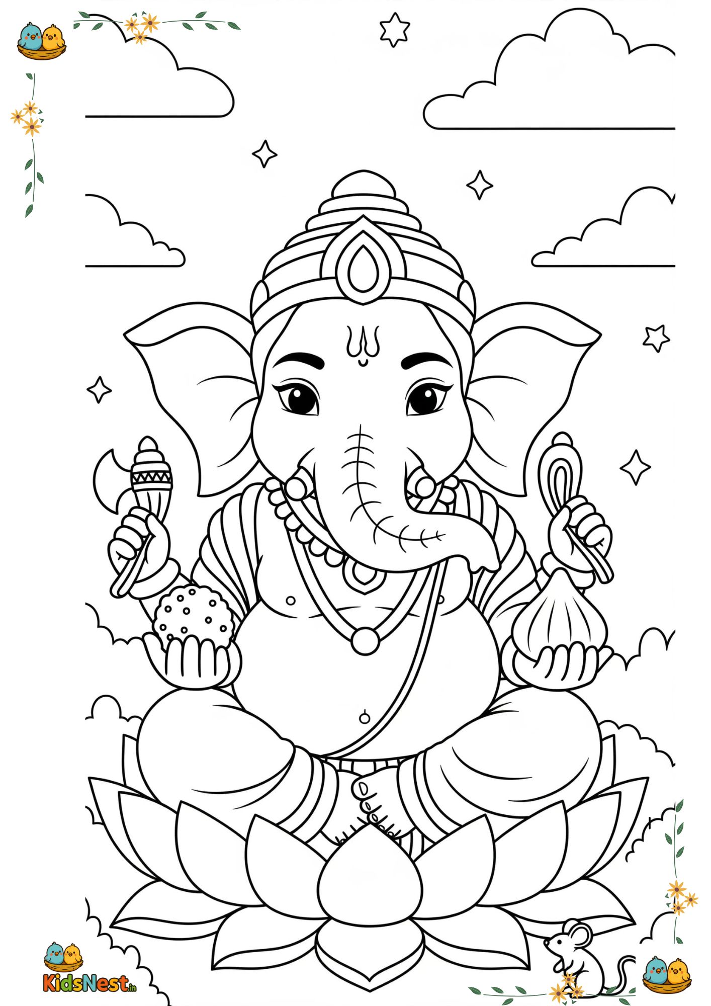 Free Lord Ganesha Coloring Page - Printable Activity