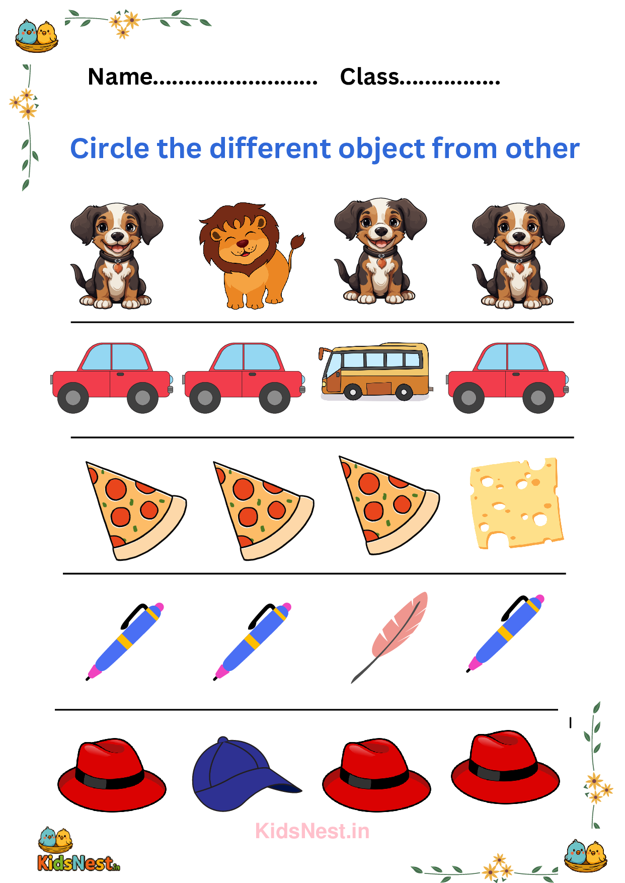 Find the Difference | Printable Kids Worksheets & Puzzles