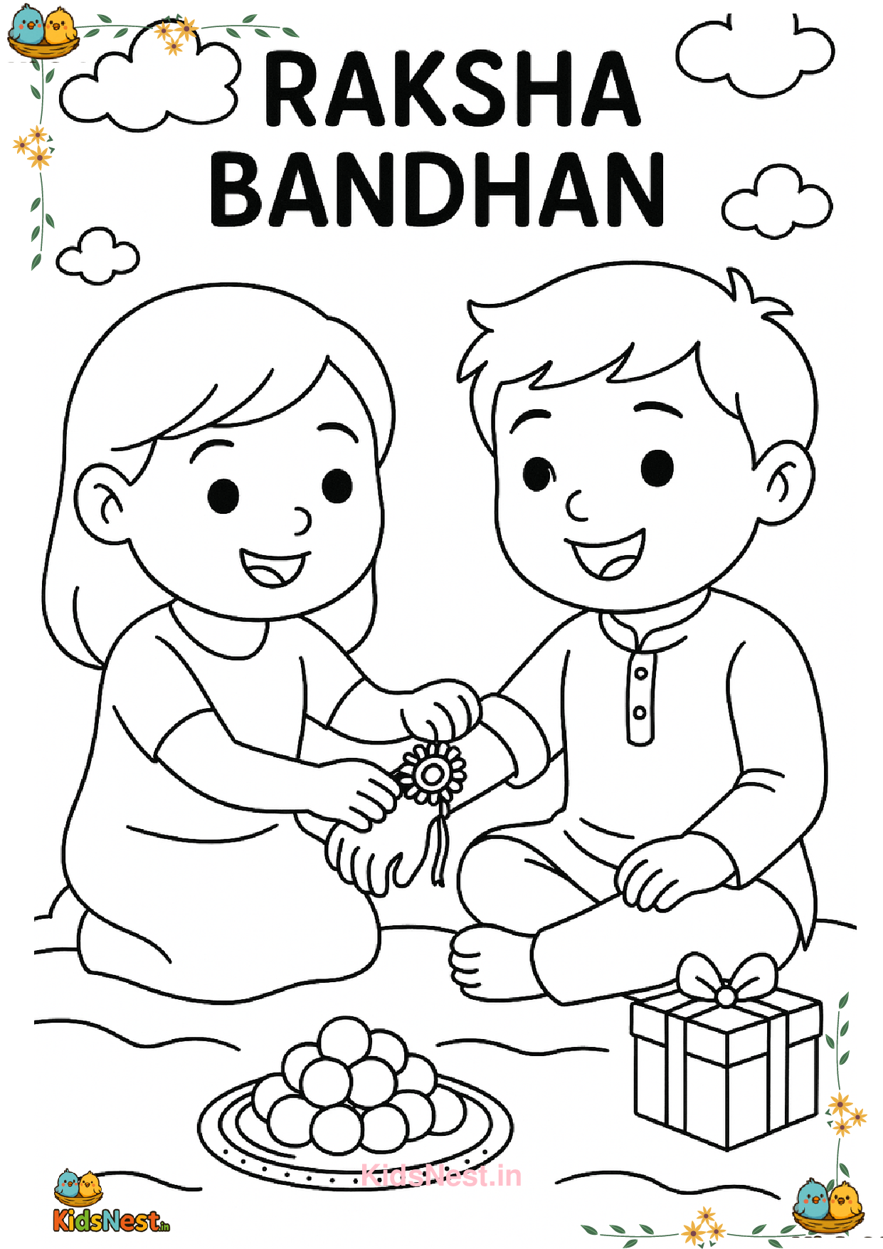 Raksha Bandhan Coloring Page | Free Printable Kids Activity
