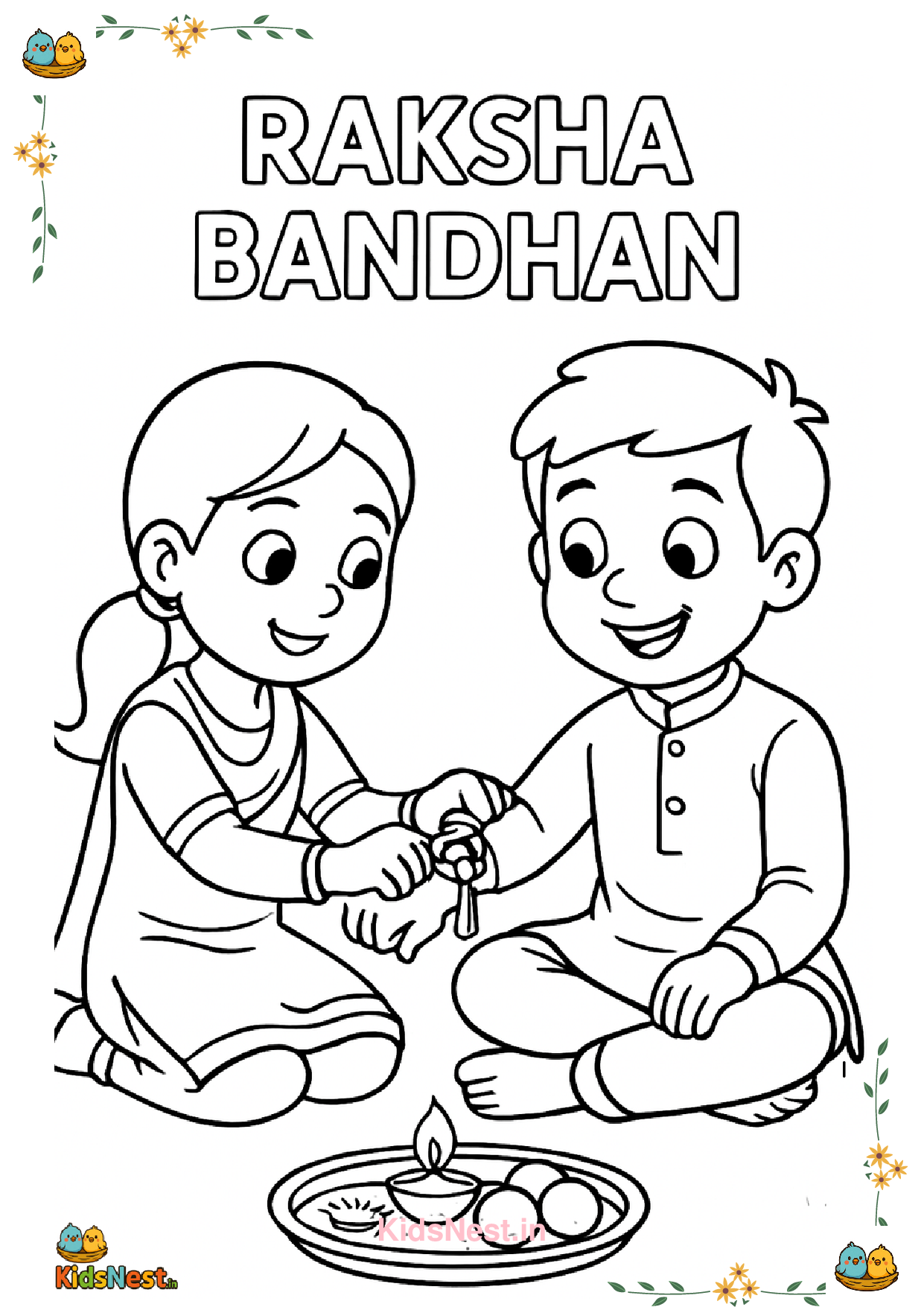 Printable Raksha Bandhan Coloring Page for Kids | Free Activity