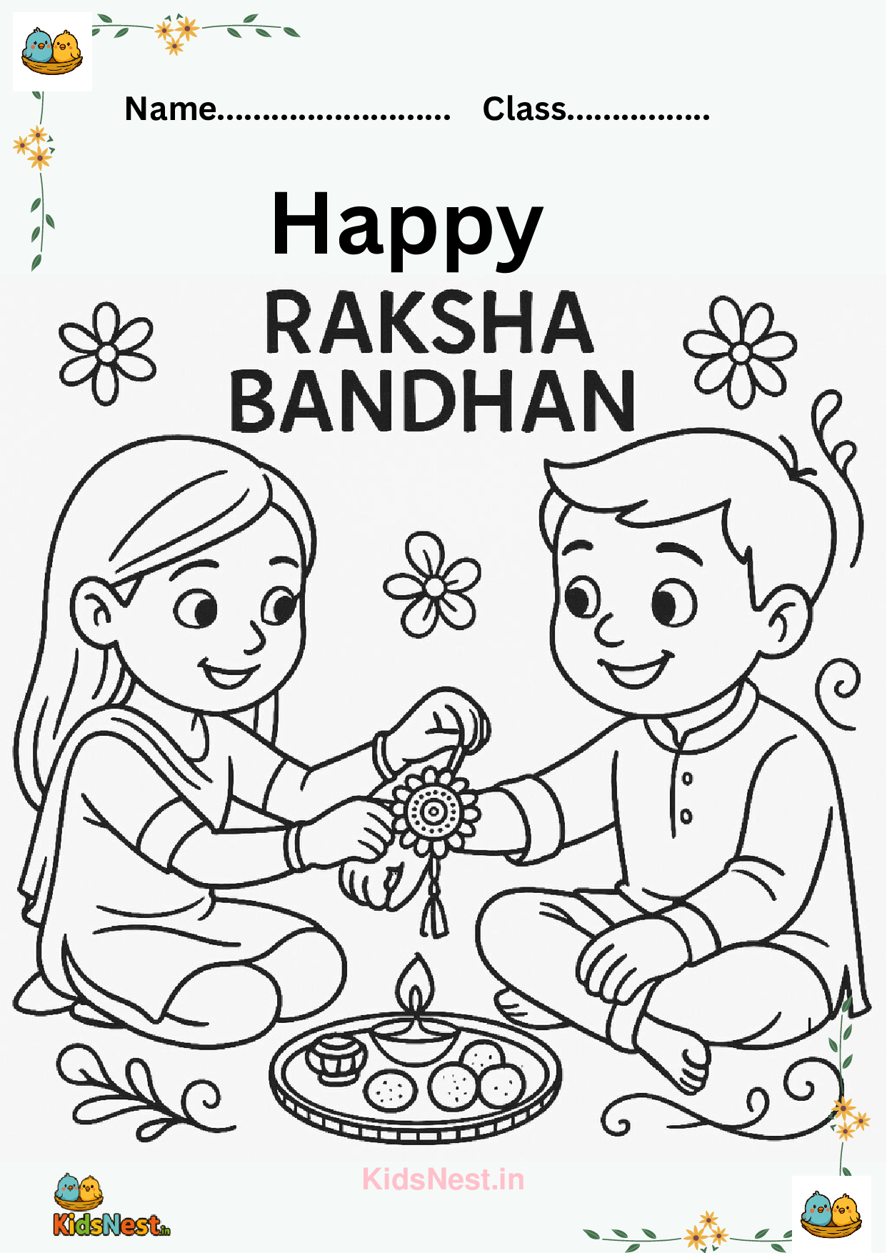 Rakhi Coloring Pages | Free Printable Kids Activities